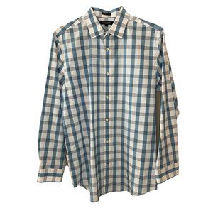 Banana Republic Blue and Gray Plaid Button Down
